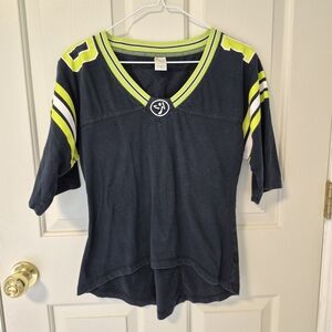 Zumba Venus Fitness Black & Neon Green Yellow Womens Large Football jersey